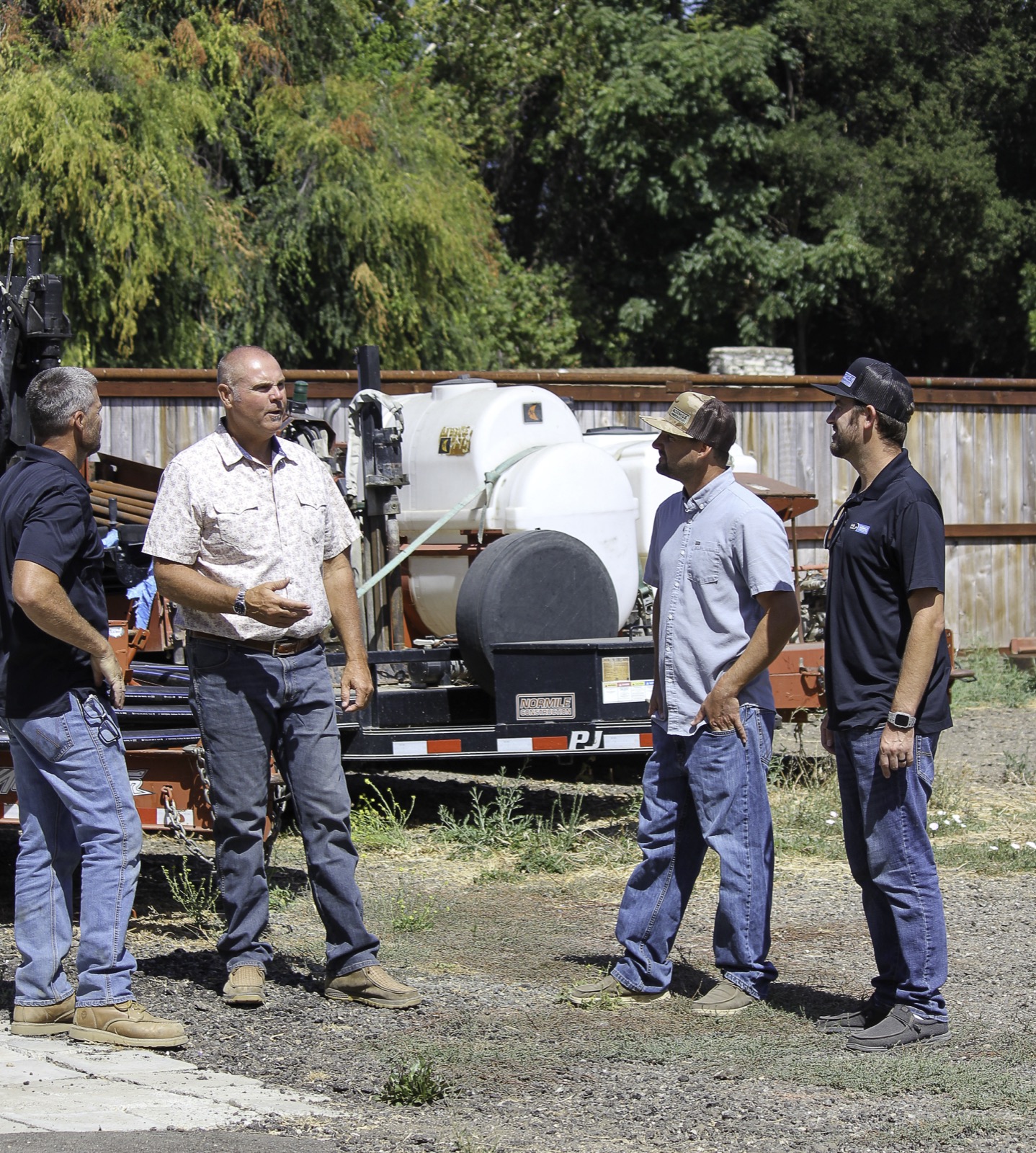 Talking with the crew on a work site